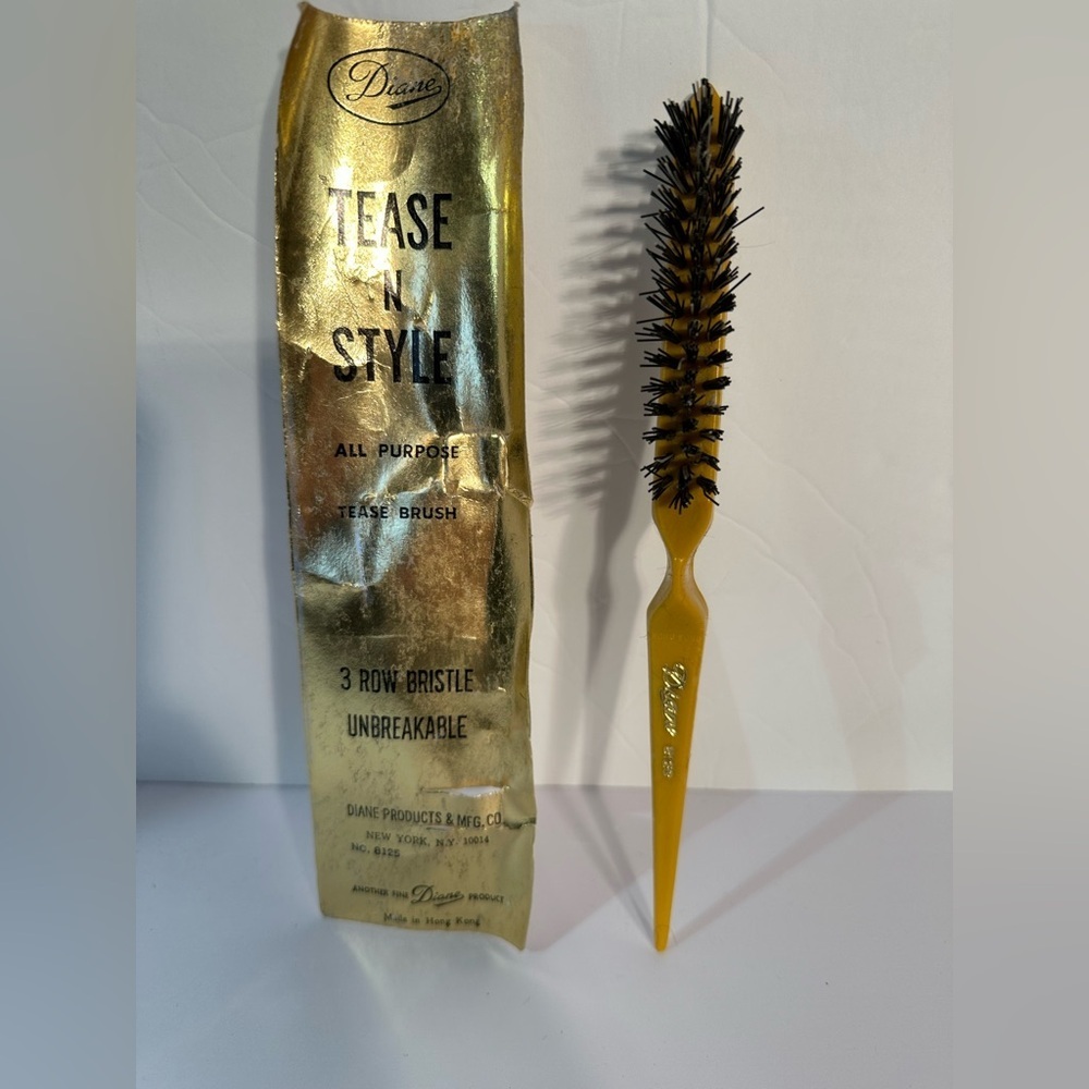 Vtg Diane Tease N Style All Purpose Tease Brush 3 Row Bristle#8125 Hong Kong